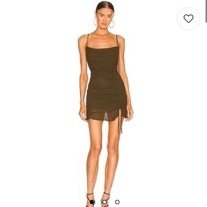 REVOLVE Mileva Ruched Mini Dress in Olive